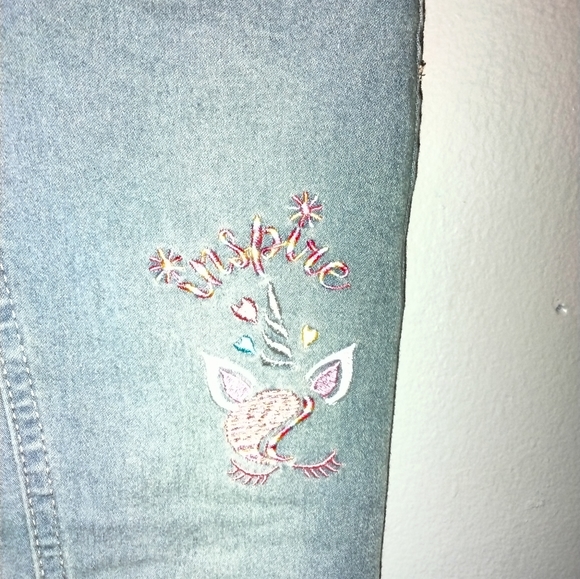 Youth Girls Delia's Girl Brand Stretch Jeans unicorn Patch work on front..Sz 8 - Picture 4 of 5